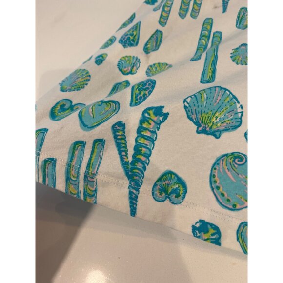 Lilly Pulitzer Strapless Seashell Print White & Turquoise Summer Dress M - Picture 4 of 6